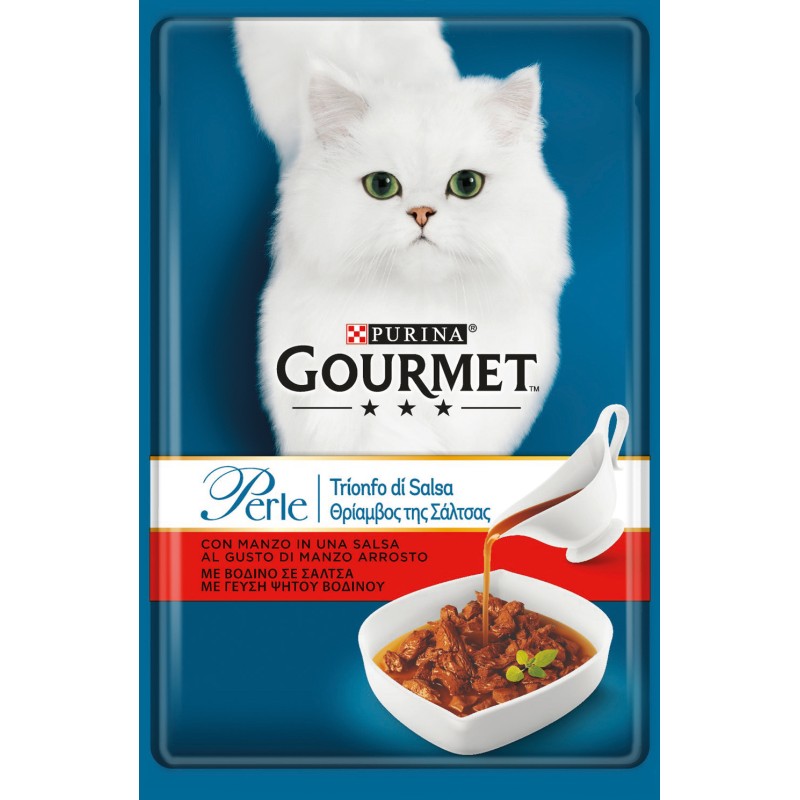 GATTO GOURMET PERLE TRIONFO 85GR MANZO