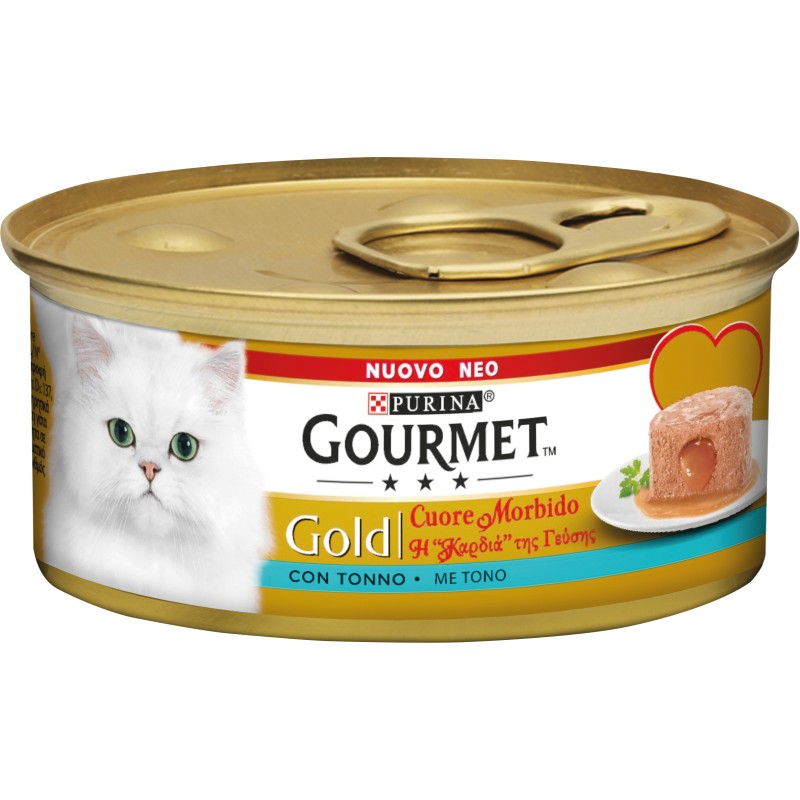 GATTO GOURMET GOLD CUORE MORBIDO 85G TONNO