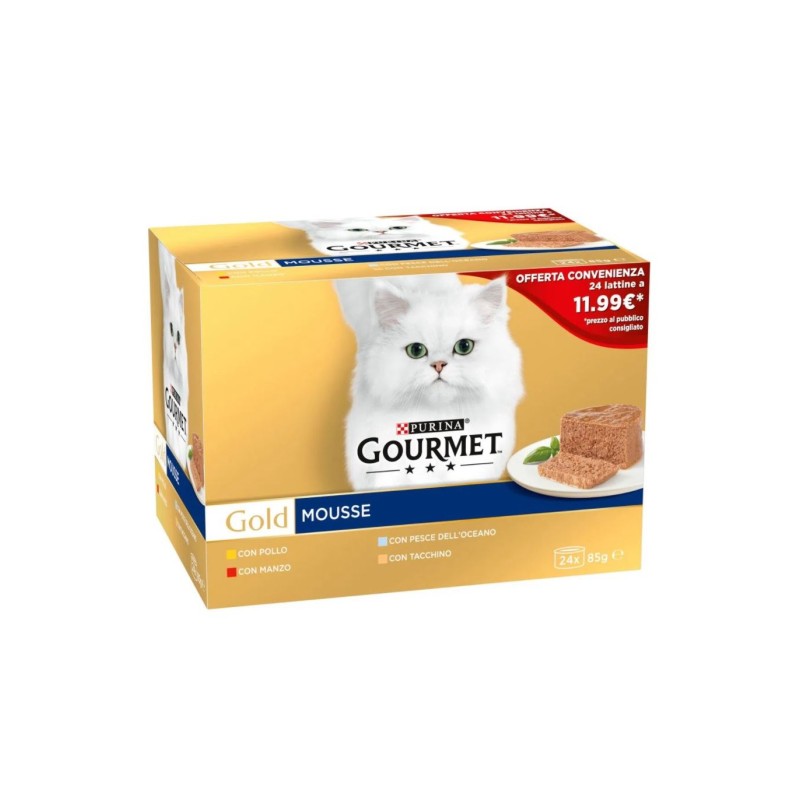 GATTO GOURMET GOLD 24X85GR MOUSSE TAC POL MAN PES