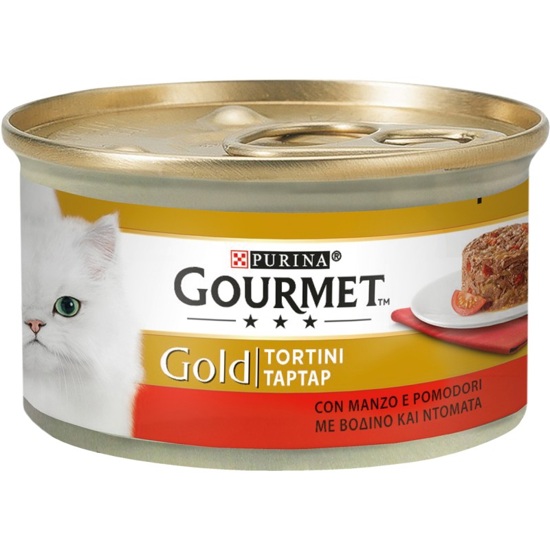 GATTO GOURMET GOLD 85GR TORTINI MANZO/POMODO