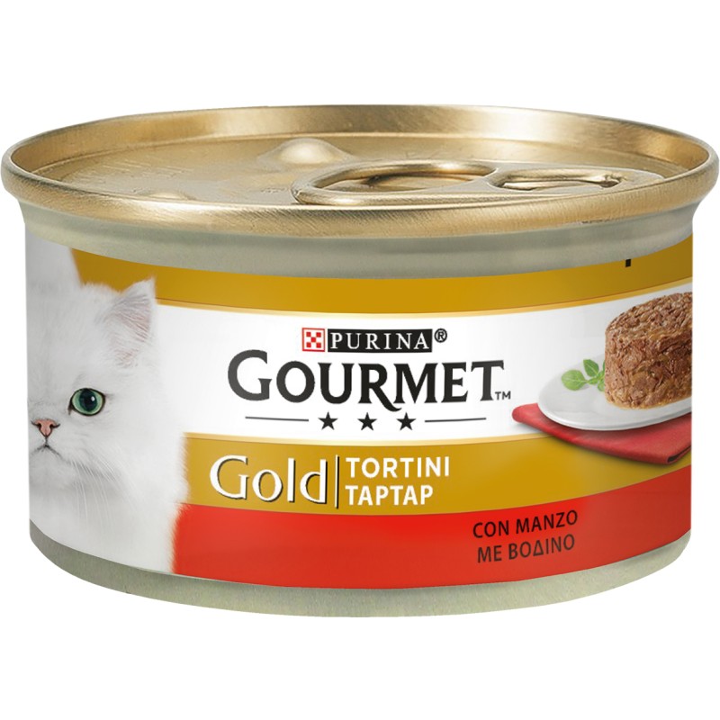 GATTO GOURMET GOLD 85GR TORTINI MANZO