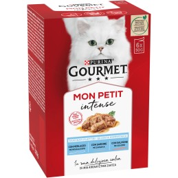 GATTO GOURMET MONPETIT 6X50GR MERLUZZO SARDINA SALMO