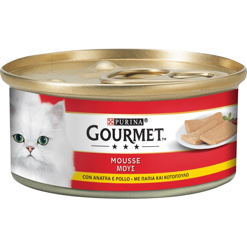 GATTO GOURMET ROSSE 195GR MOUSSE ANATRA E POLLO