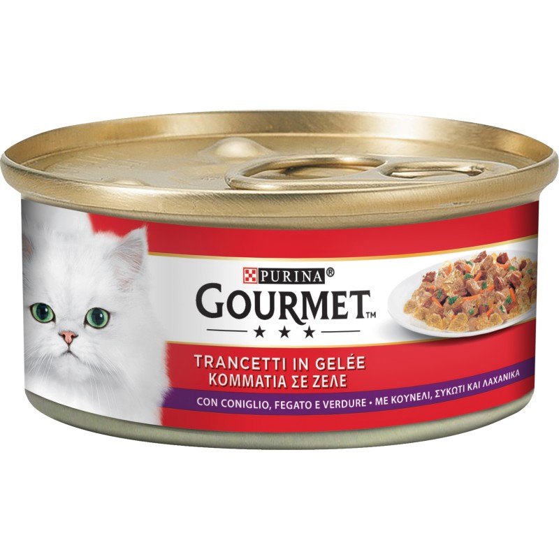 GATTO GOURMET ROSSE 195GR GELEE CONIGLIO FEGATO VERD