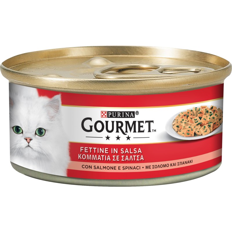 GATTO GOURMET ROSSE 195GR FETT SPINACI SALMONE