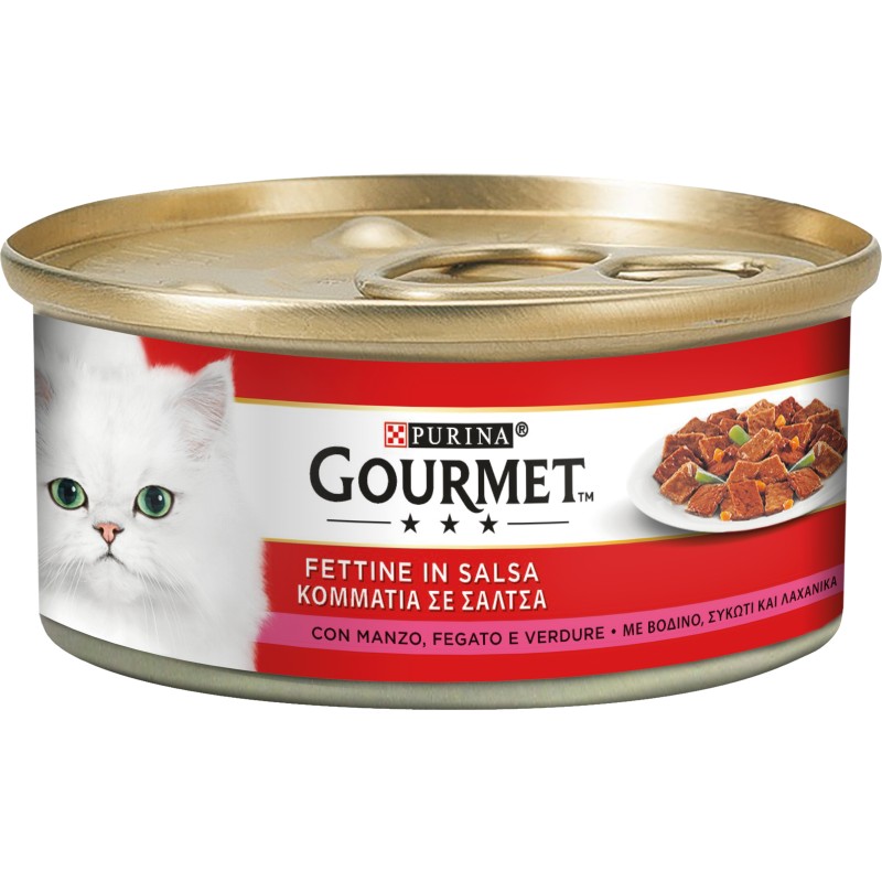 GATTO GOURMET ROSSE 195GR FETT MANZO FEGATO VERDUR