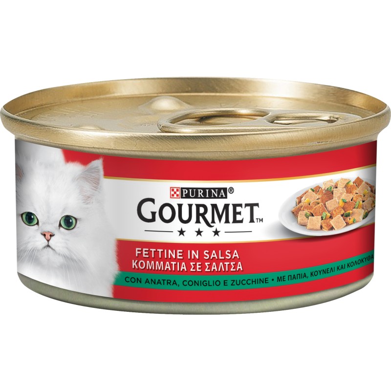 GATTO GOURMET ROSSE 195GR FETT ANATRA CONIGLIO ZUCCA