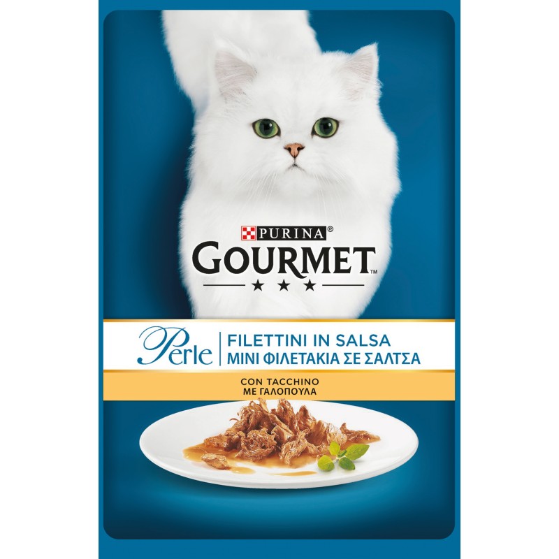 GATTO GOURMET PERLE 85G BUSTE FILETTO TACCHINO