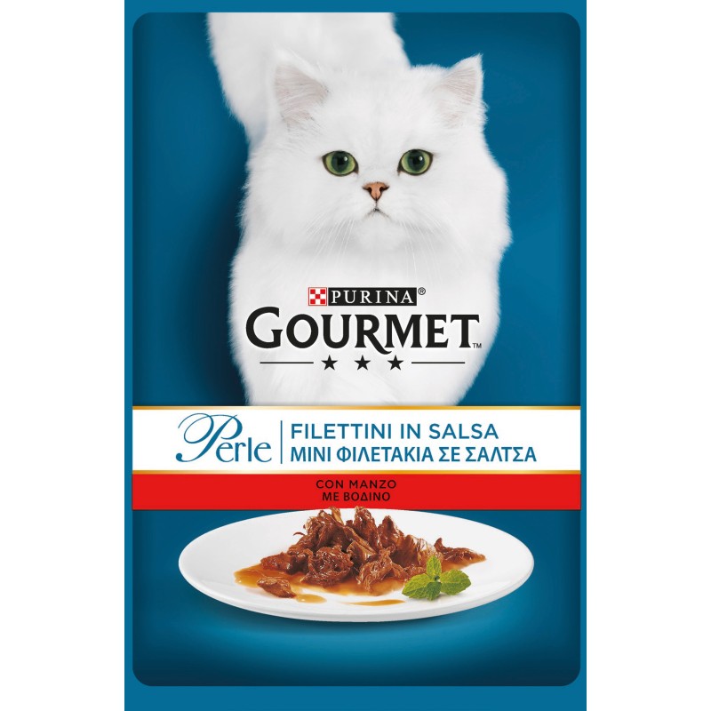 GATTO GOURMET PERLE 85G BUSTE FILETTI DI MANZO