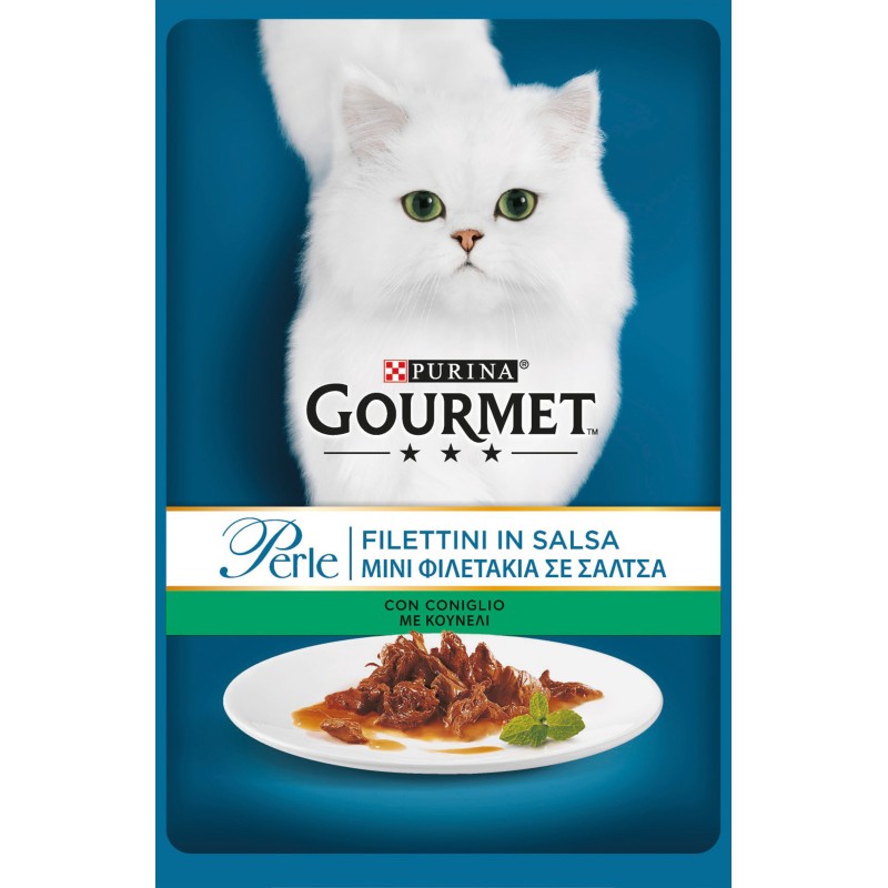 GATTO GOURMET PERLE 85G BUSTE FILETTI CONIGLIO