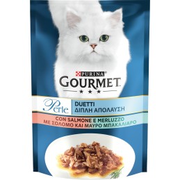 GATTO GOURMET PERLE 85G BUSTE DUETTI DI MARE SALMONE