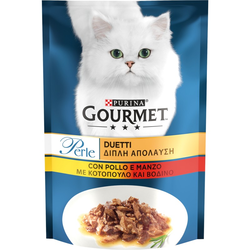 GATTO GOURMET PERLE 85G BUSTE DUETTI DI CARNI POLLO