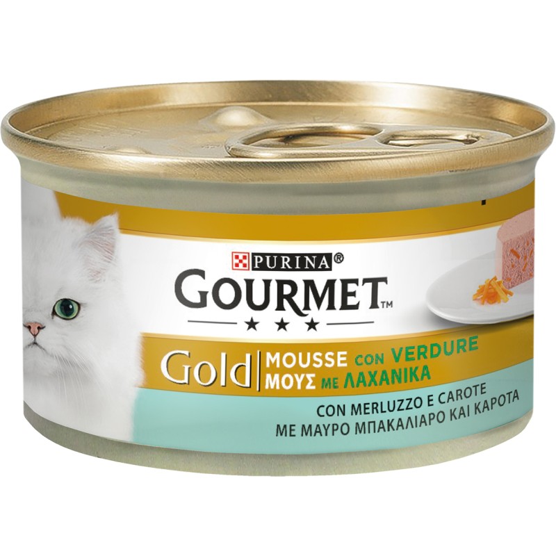 GATTO GOURMET GOLD 85GR MOUSSE MERLUZZO E CAROTE