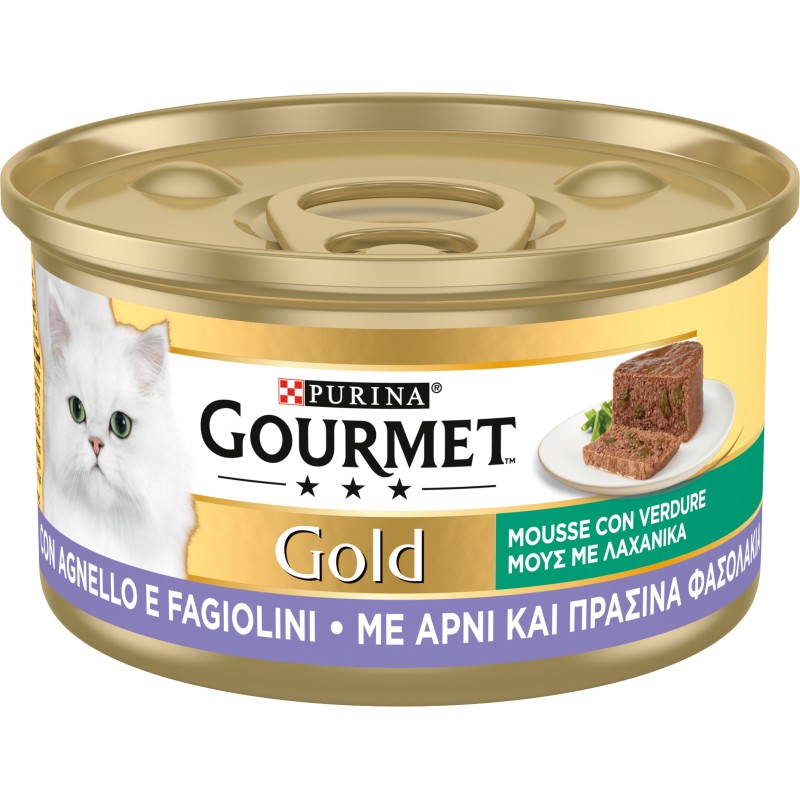 GATTO GOURMET GOLD 85GR MOUSSE AGNELLO E FAGIOLINI