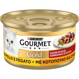 GATTO GOURMET GOLD 85GR DADINI CON FEGATO E POLLO