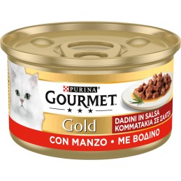 GATTO GOURMET GOLD 85GR DADINI IN SALSA CON MANZO