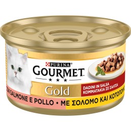 GATTO GOURMET GOLD 85GR DADINI CON SALMONE E POLLO