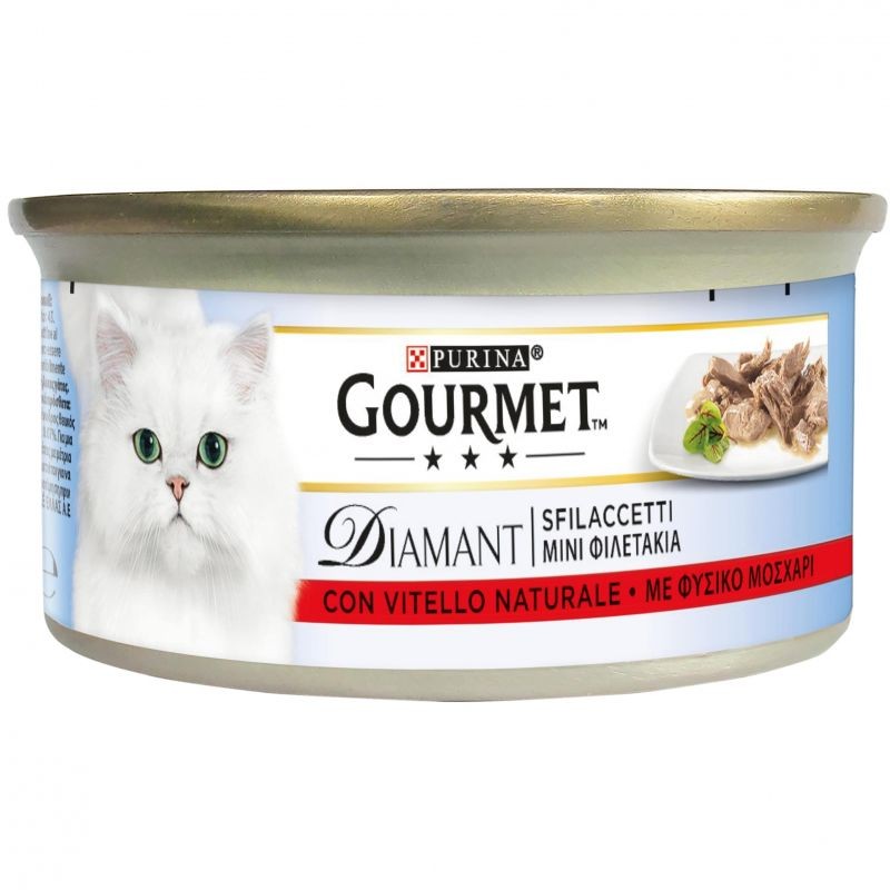 GATTO GOURMET DIAMANT 85GR SFILACCETTI CON DELIZIOSO VITELLO