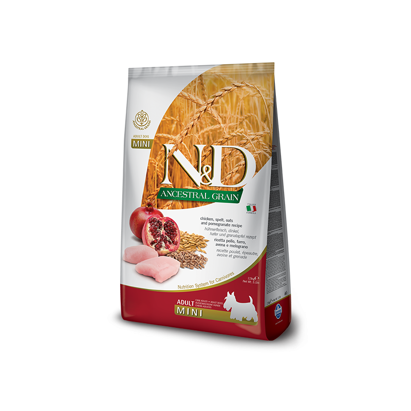 CANE FARMINA N&D ANCESTRAL ADULT 800GR MINI POLLO MELOGRAN