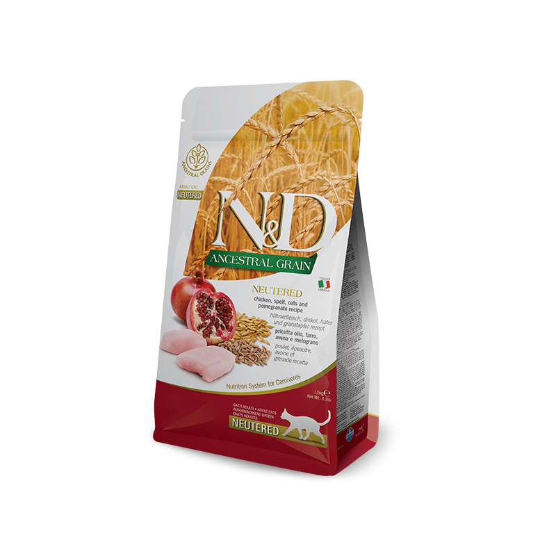 GATTO FARMINA N&D ANCESTRAL NEUTERED 300GR POLLO MELOGRANO