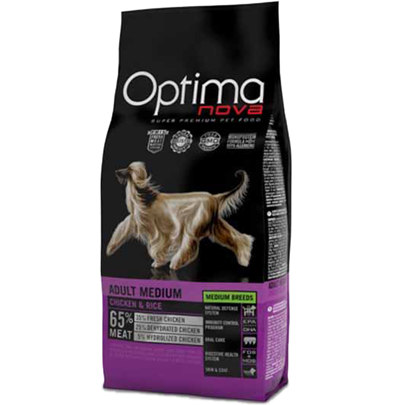 CANE OPTIMA NOVA ADULT 12KG POLLO RISO