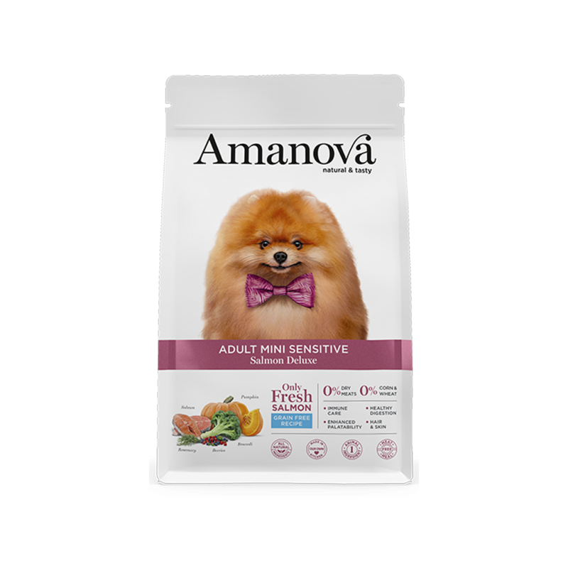 CANE AMANOVA SENSITIVE ADULT MINI 7KG SALMONE