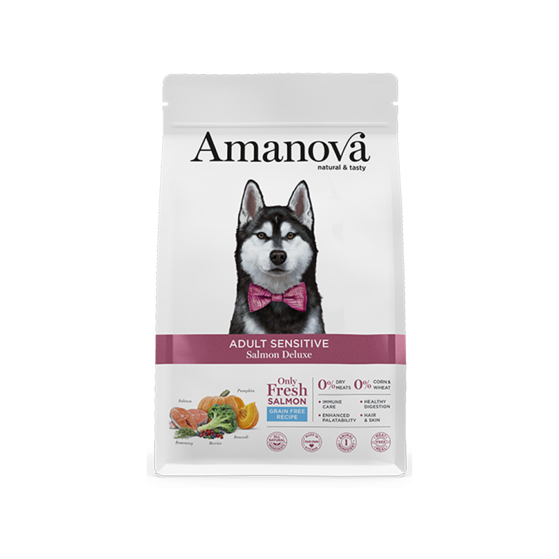 CANE AMANOVA DELUX ADULT SENSITIVE 2KG SALMONE