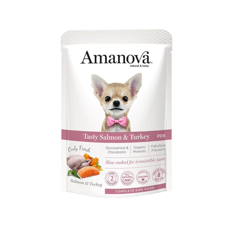 CANE AMANOVA BUSTA 300GR P06 SALMONE TACCHINO