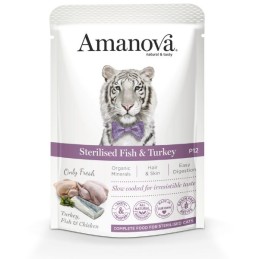 GATTO AMANOVA BUSTA 85GR P12 STERILIZED PESCE BIANCO