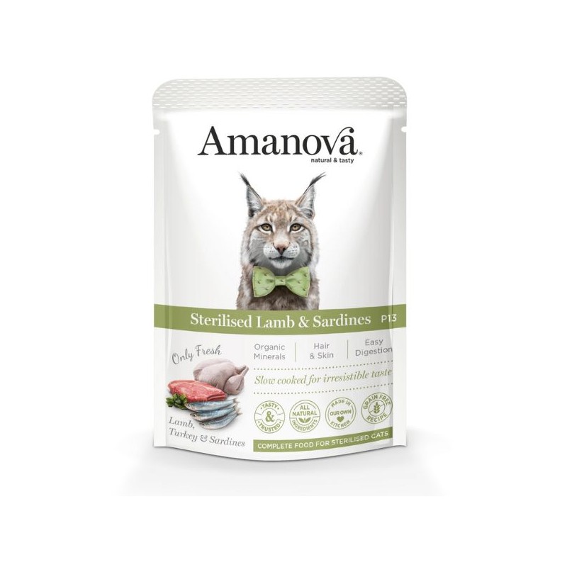 GATTO AMANOVA BUSTA 85GR P13 AGNELLO SARDINE