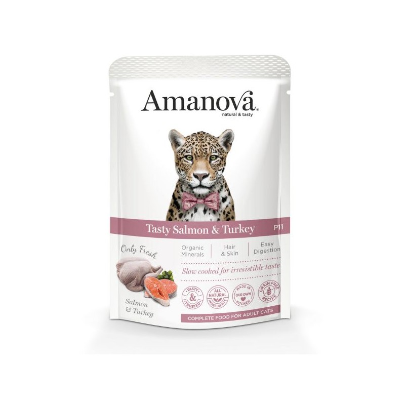 GATTO AMANOVA BUSTA 85GR P11 SALMONE TACCHINO