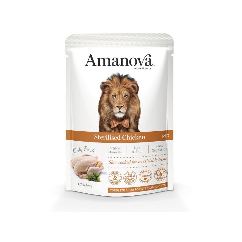 GATTO AMANOVA BUSTA 85GR P10 STERILIZED POLLO