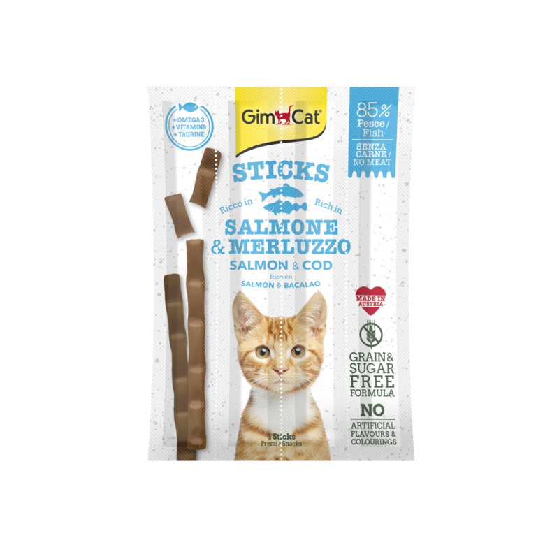 GATTO SNACK GIMPET STICKS 4X20GR SALMONE MERLUZZO