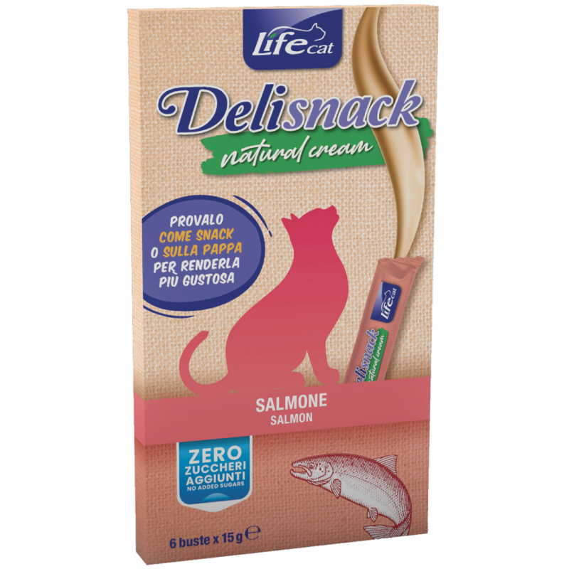 GATTO SNACK LIFECAT CREAM 15GR SALMONE