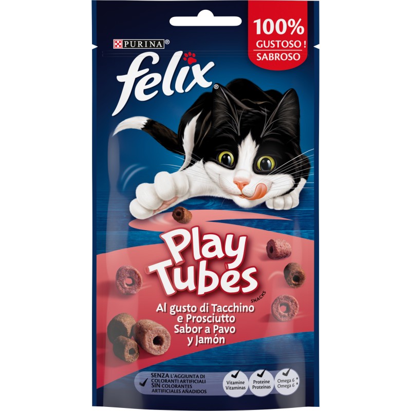 GATTO SNACK FELIX PLAY TUBES 50GR TACCHINO PROSCIUTTO