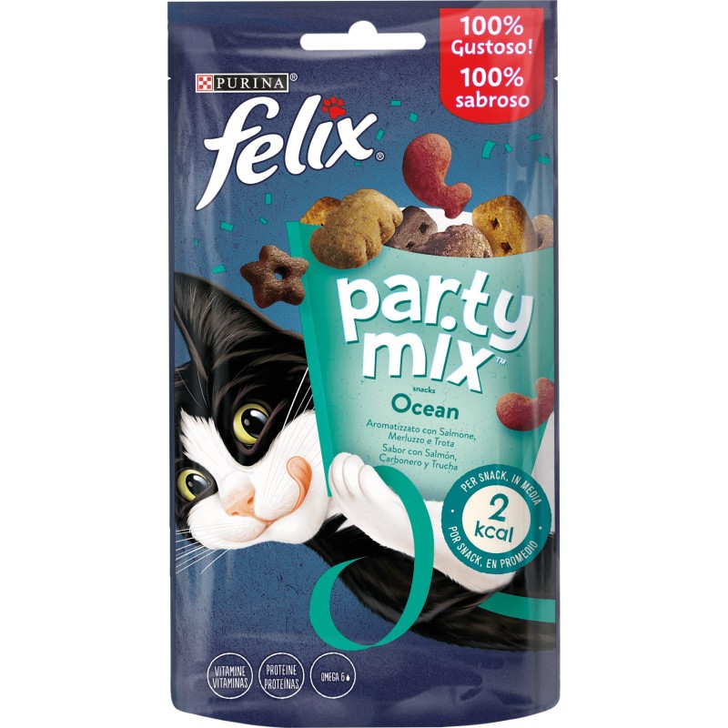 GATTO SNACK FELIX PARTY MIX 60GR OCEAN MIX SALMONE M