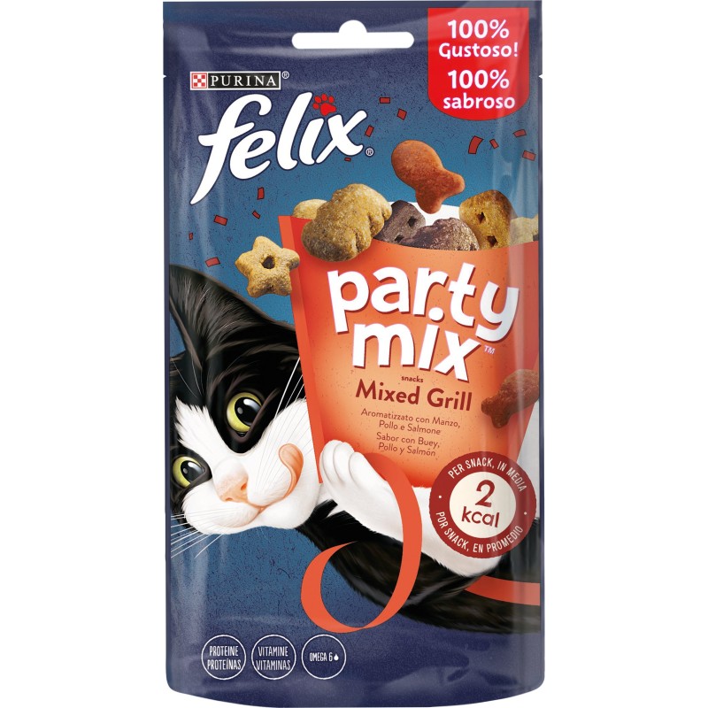 GATTO SNACK FELIX PARTY MIX 60GR MIXED GRILL MANZO P