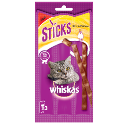 GATTO SNACK WHISKAS STICKS 3PZ 18GR POLLO