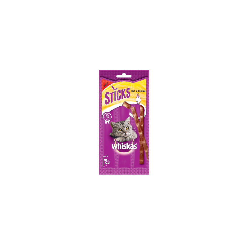 GATTO SNACK WHISKAS STICKS 3PZ 18GR POLLO