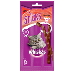 GATTO SNACK WHISKAS STICKS 3PZ 18GR MANZO