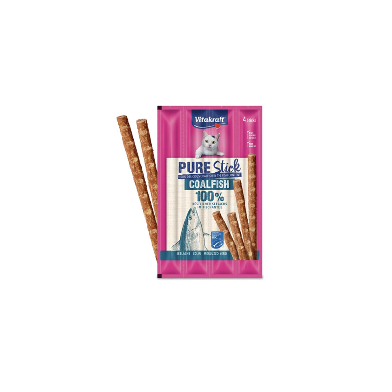 GATTO SNACK VITAKRAFT PURE STICK MERLUZZO 4X5GR