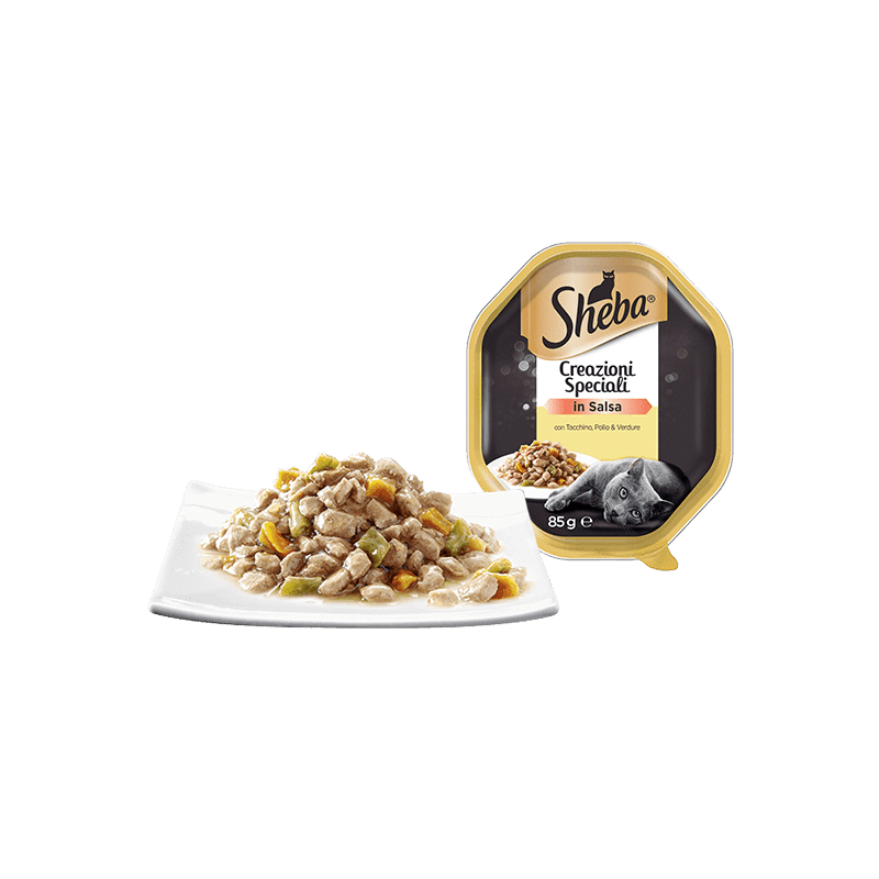 GATTO SHEBA 85GR SELEZIONE IN SALSA TACCHINO POLLO VERDURE