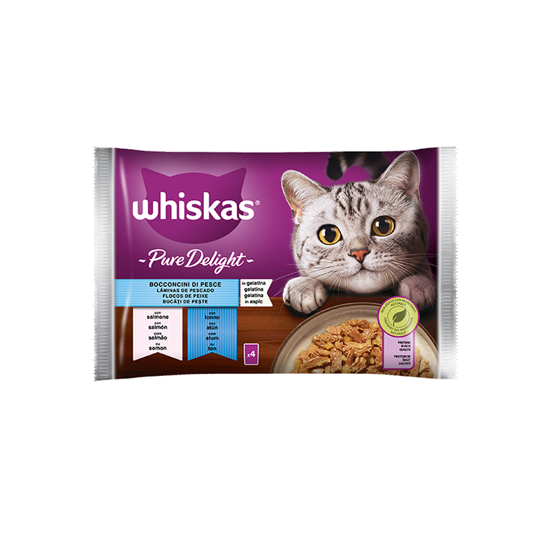 GATTO WHISKAS STRACCETTI 4X85GR PESCE