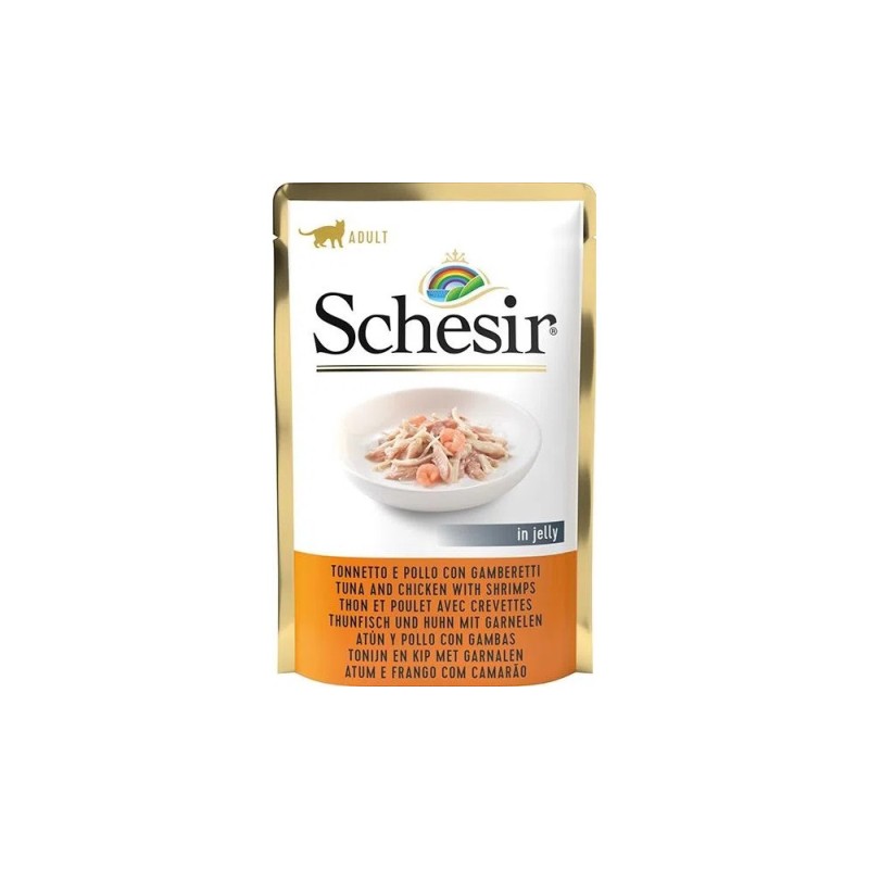 GATTO SCHESIR 85GR BUSTA TONNO POLLO GAMBERETTI