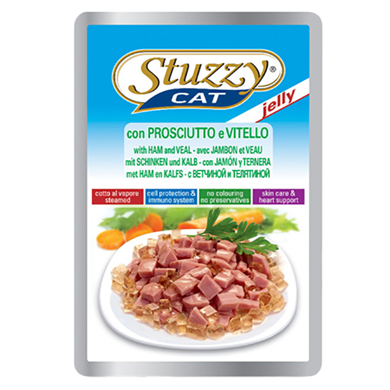 GATTO STUZZY JEL ADULT 85GR BUSTA PROSCIUTTO E VITELLO