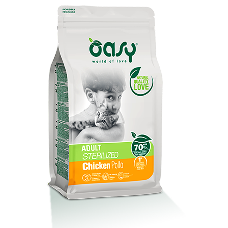 GATTO OASY ADULT STERILIZZATO 1.5KG POLLO