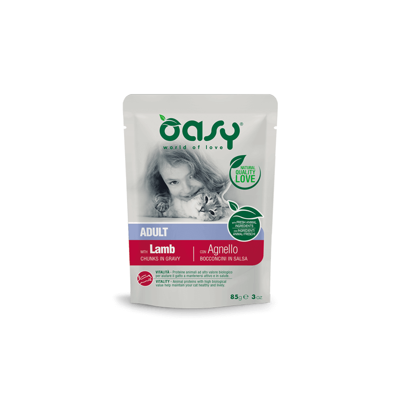 GATTO OASY BOCCONI ADULT 85GR BUSTA AGNELLO SALSA