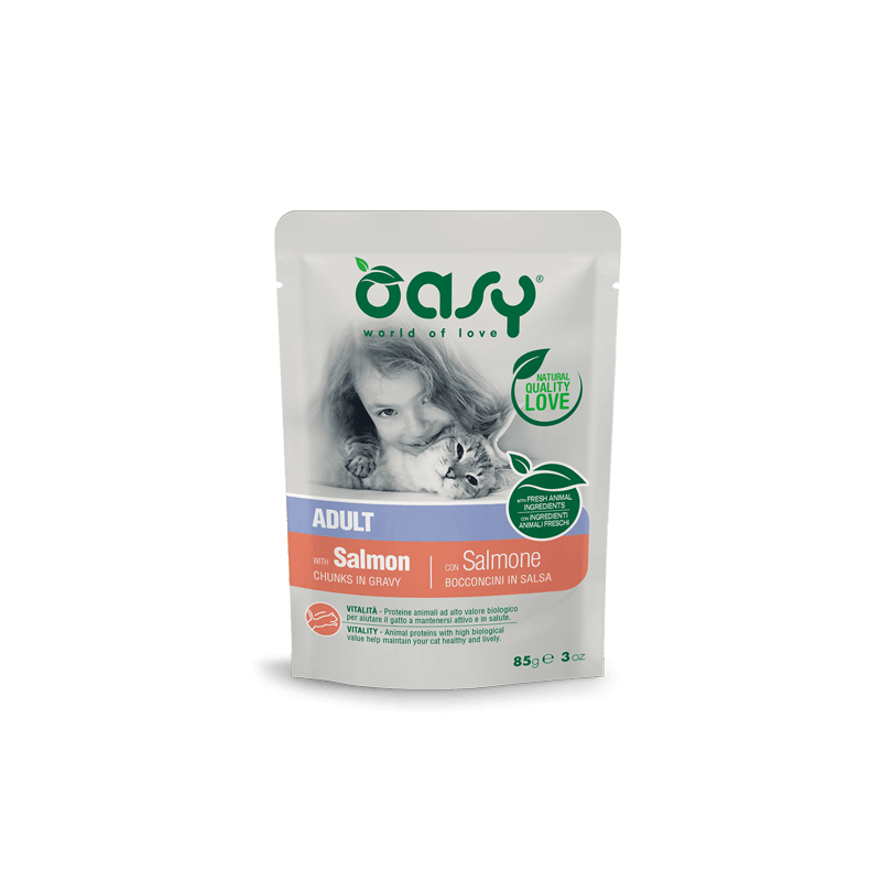 GATTO OASY BOCCONI ADULT 85GR BUSTA SALMONE SALSA