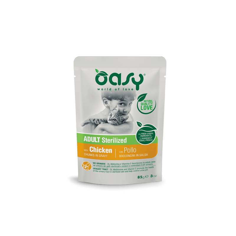 GATTO OASY BOCCONI STERILISED 85GR BUSTA POLLO SALSA