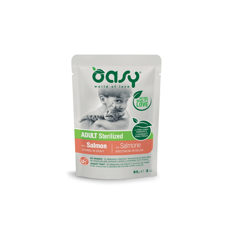 GATTO OASY BOCCONI STERILISED 85GR BUSTA SALMONE SALSA